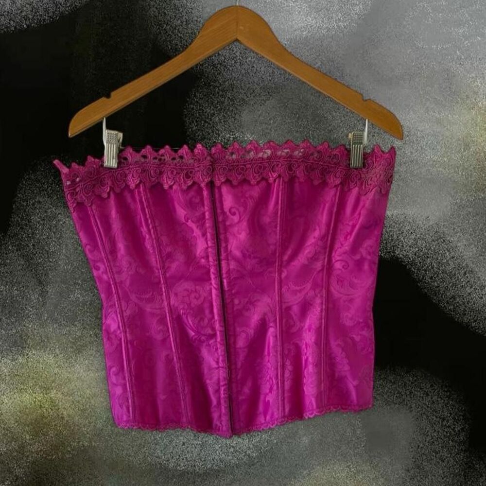 Frederick's of Hollywood Magenta Lace Corset Top